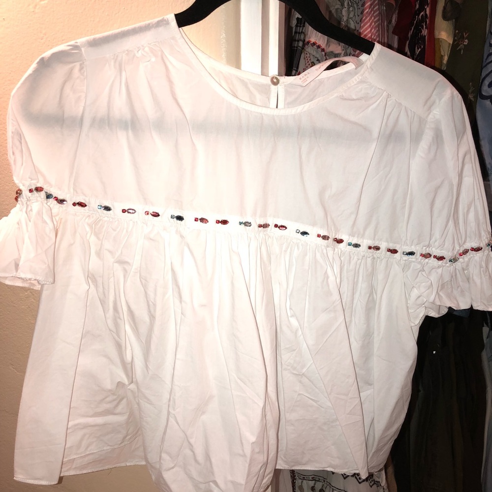ZARA jeweled peplum top